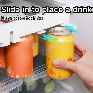 Adjustable Soda Can Organizer for Refrigerator - Hanging Drink Holder Holds 12/16Oz Cans, Space-Saving, BPA-Free Plastic