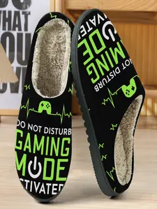 Game Mode Gaming Slippers, Base Fluorescent Design, Eva Sole & Textile Upper, Casual Style for Fall Winter