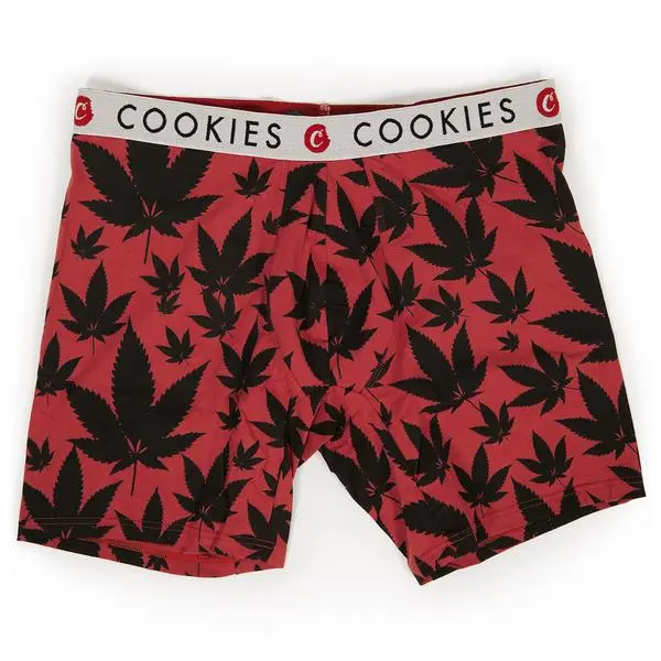 Cookies Men's Leaf Pattern Cotton Boxer Briefs - Soft, Breathable Stretch Fabric, Secure Fit, S-XL Cotton Underwear