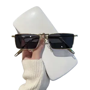 Retro Metal Small Frame Sunglasses for Men - UV Protection Slim Face Eyewear, Fashion Hip-hop Customizable Prescription Myopia Glasses, Sleek Non-prescription Glasses Option