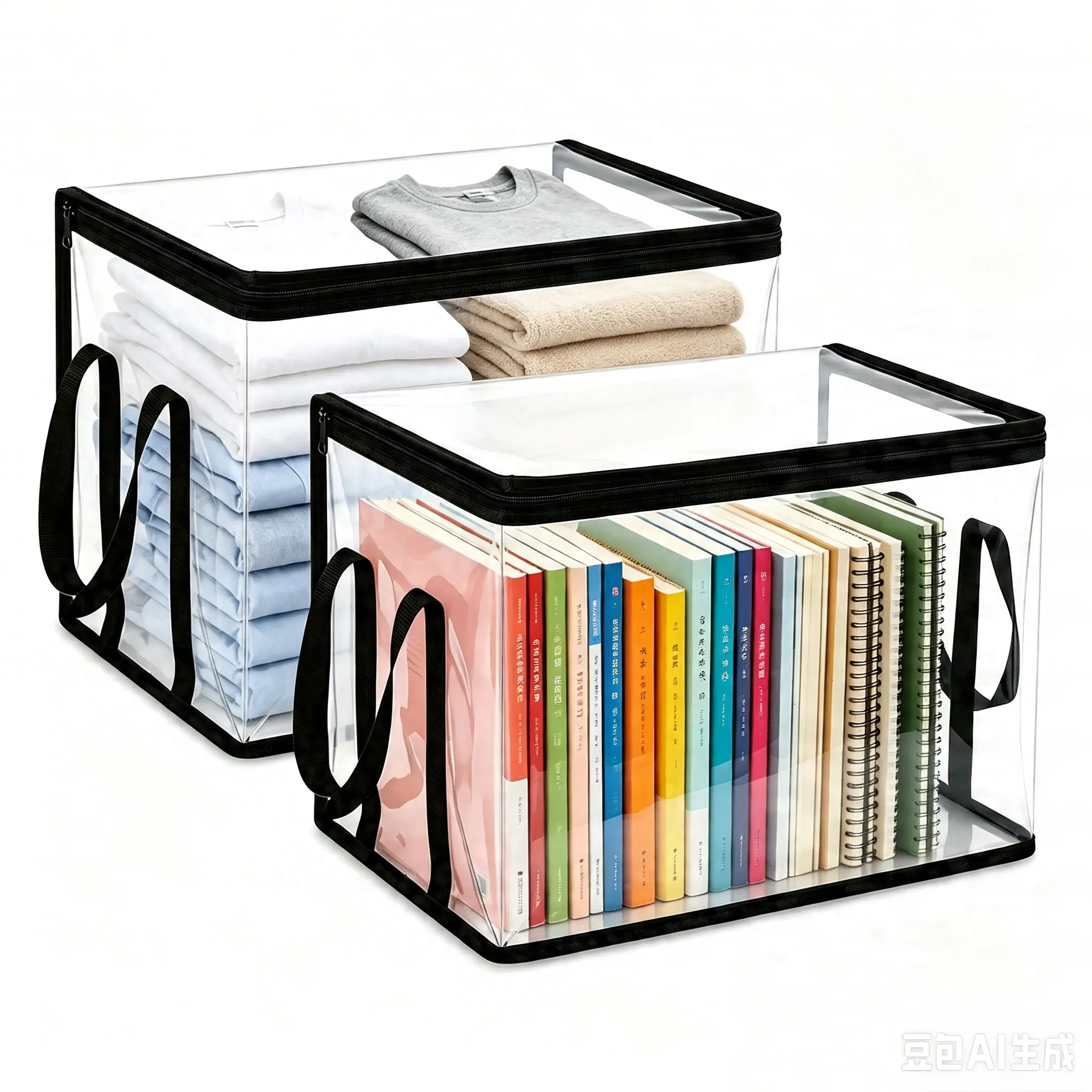 Large Heavy Duty Clear Storage Bags, Clear Storage Bins with Lids, Reinforced Handles & Sturdy Heavy-Duty Zippers Storage Totes for Clothes Organizing, Dorm Room, College Daily Supplies