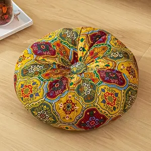 Bohemian Thick Round Vintage Moroccan Rug Mat, Multi-use for Yoga, Home Decoration and More - Durable Polyester, Dry Clean Only