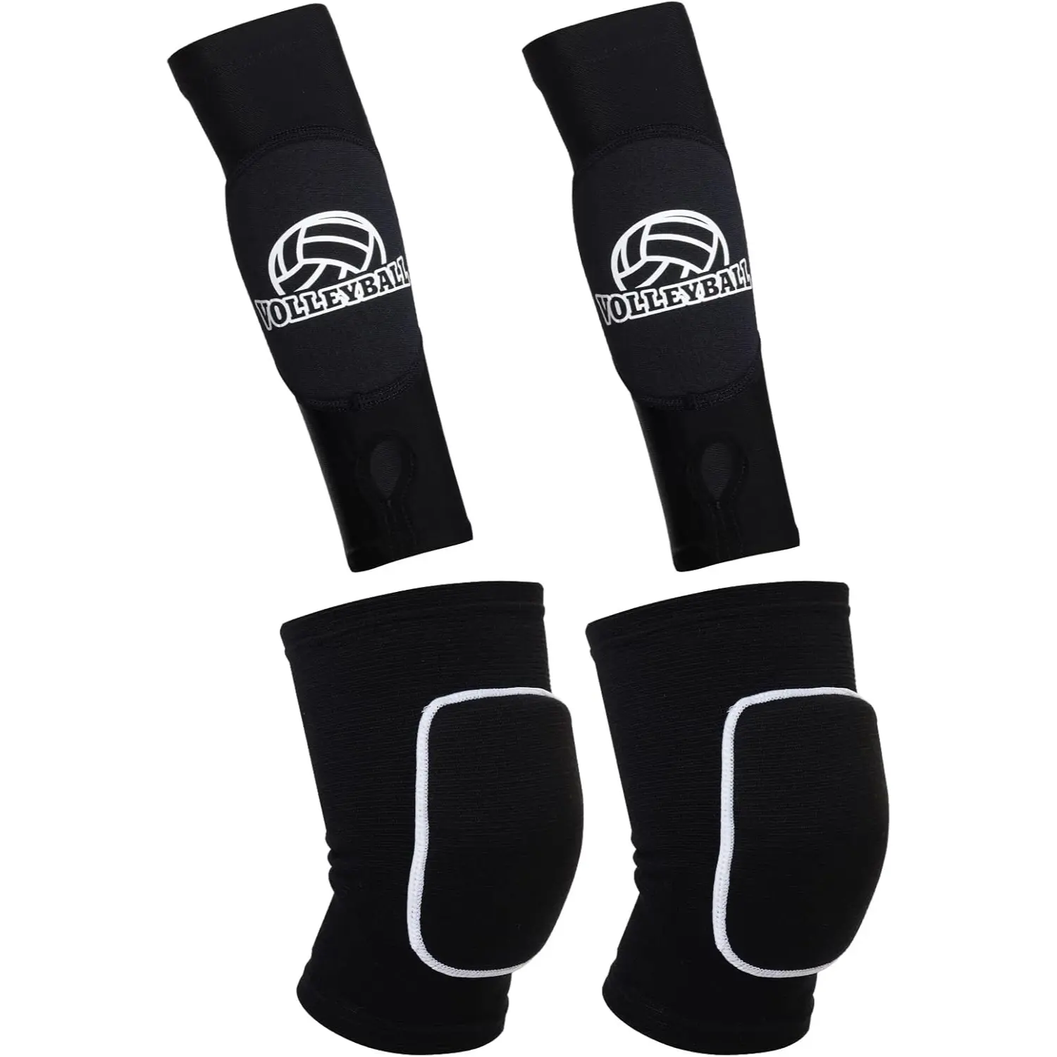 Volleyball Arm Sleeves and Knee Pads Set for Teens Adults Padded Volleyball Sleeves with Thumb Holes Sports Training Gear