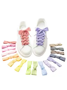 Colorful Plaid Shoe Laces Set, 2.5cm Wide Casual Style, Versatile College Wind Design, All Seasons Wear, No Ca Prop 65, Shoelace