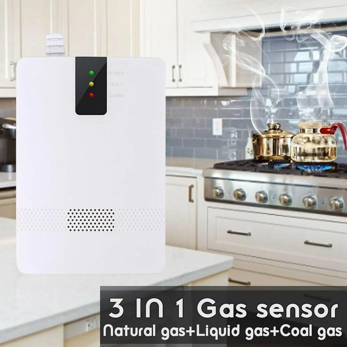 Compact Home Gas Safety Monitor, Combustible Gas Leak Detector with 85dB Audio Alert, Wide Operating Temperature, Easy Plug-In Installation