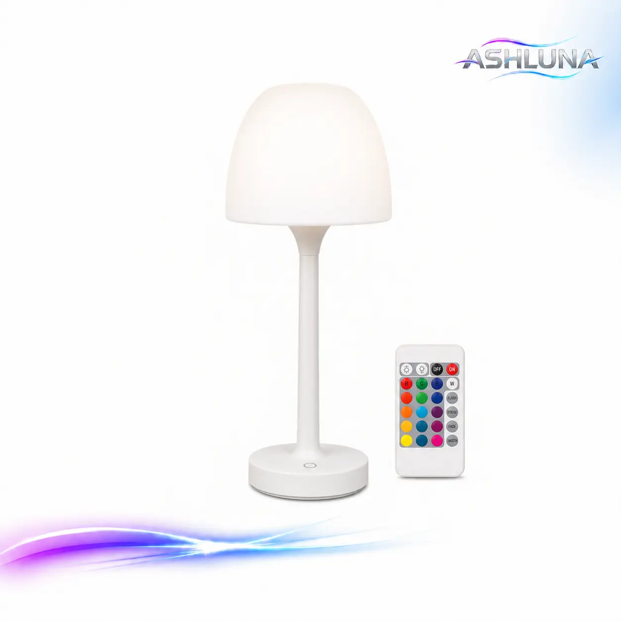 ASHLUNA Water Ripple Mushroom Table Lamp - USB Mobile Ambient Light for Room Decor, Remote-Controlled, 16 Colors, 3 Color Temperatures, Dimmable Function