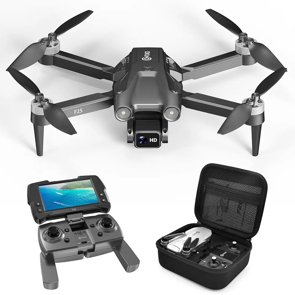 Contixo F25 Portable GPS Drone with 1080p HD Camera, Remote Control, FPV Screen, Adjustable Lens, Waypoint Flight, Orbit Mode, Selfie Mode, Easy-Button Operation
