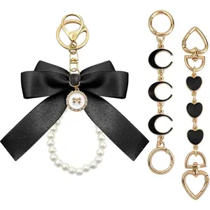 3 count Black Purse Extender Chain Bow  Kits Bag Extender Chain Bag Strap Charms for Purse Handbags  Replacement Making Supplies Accessories