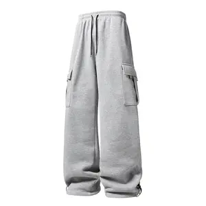 Men's & Women's Thickened Casual Sports Pants Straight-Leg Work Pants with Drawstring for Comfort and Texture Details Menswear Gym pantalones para hombre cargopantsmen men's work pants