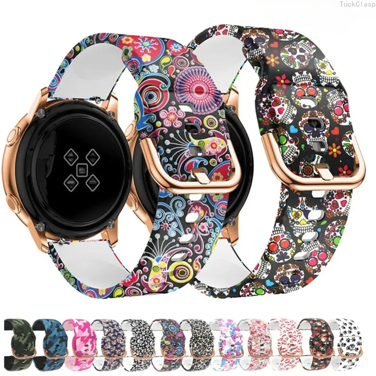 20mm/22mm Graffiti Silicone Watch Band, Sport Strap for Samsung Galaxy, Huawei & Amazfit Watches, Durable Flexible Replacement for Everyday & Spring Activities