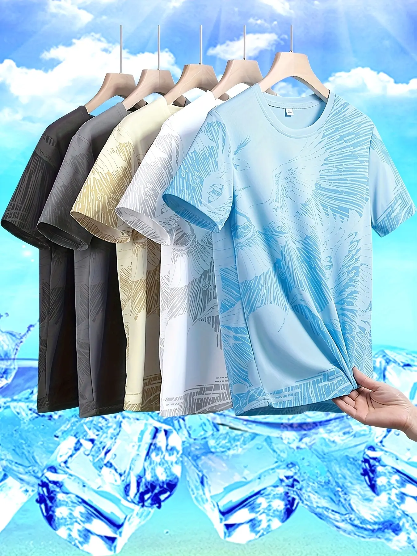 Men’s Quick-Dry Sports T-Shirt 5-Pack – Breathable Moisture-Wicking Crew Neck Short Sleeve Top, Fitness Shirt, Graphic Design, Multicolor, Mesh T-Shirt, 100% Polyester