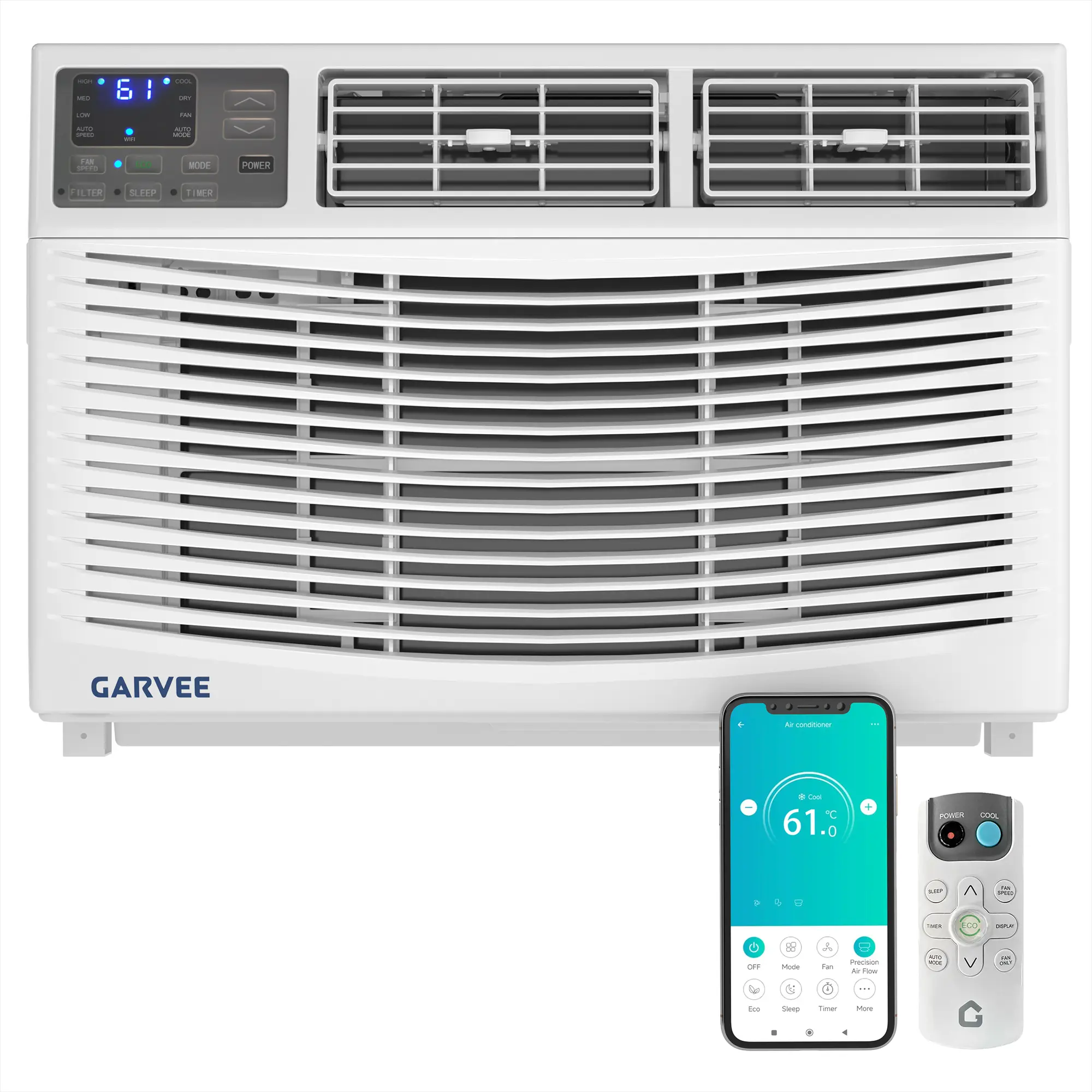 Garvee Smart 23200BTU 3-IN-1 Window Air Conditioner & Heater with WiFi, AC & Heating Unit with Remote & App Control, Timer & Easy Install Kit, for Rooms Up to 350 Square Feet, 230/208V-60Hz