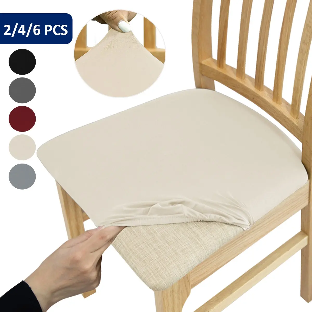 2 Piece Set/4 Pieces/set/6 Pieces/set All-Season Solid Color Chair Seat Cushion Covers, Chair Slipcovers, Detachable Half Cover, Washable Protection, Dining Chair Protectors for Kitchen Dining Room, Seat Covers For Chairs