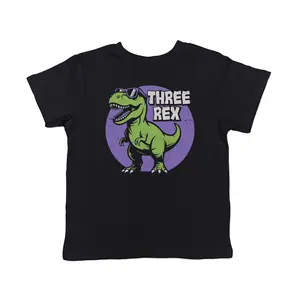 Toddler Funny T Shirts Three Rex Sarcastic Birthday Tee For Young Kids Funny Toddler Shirts Dinosaur Apparel for Toddler Funny Birthday Apparel Childrens Graphic Tees Black -