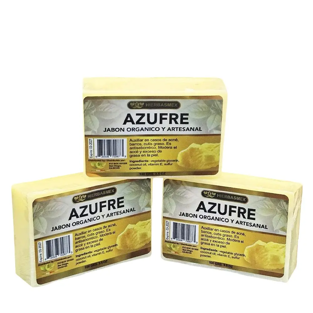3 Pack Jabon de Azufre Barra Bar Soap 100gr. Jabones Combo