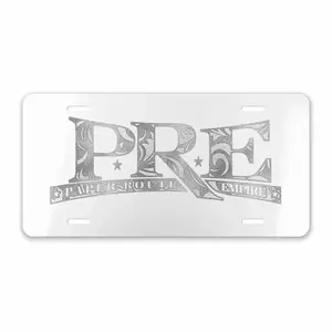PRE Paper Route Empire Printed Decorative License Plate -Scroll Pattern White Aluminum Car Tag 12x6 Pre-Drilled Hip Hop Merch