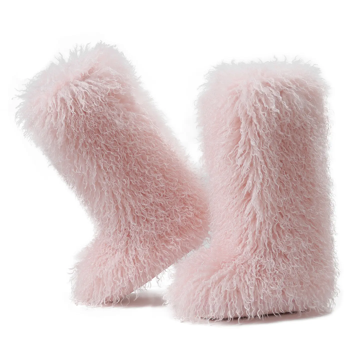 Soft Pink Plush Faux Fur Slipper Boots for Women Ultra-Cozy Mid-Calf Length Non-Slip Sole Warm Booties with Fluffy Texture Pink Beige Black winter footwear botas de nieve mujer