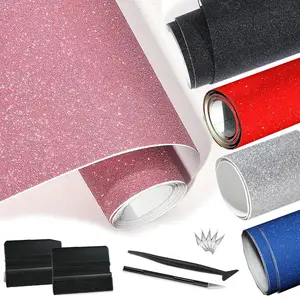 Glitter Vinyl Wrap - Sparkling Diamond Matte Car Vinyl Wrap with Air Release Technology With Car Wrap Tools - 12" x 60" Self-Adhesive Film for Car Exterior & Interior Decoration