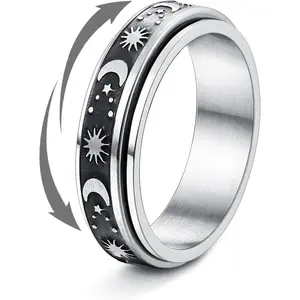 Elegant  Anxiety Ring for Women Men Stainless Steel Spinner Rings Anxiety Fidget Band Rings Engagement Wedding Promise Rings Size 6-11