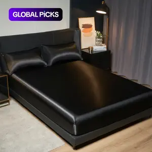 Solid Color Satin Fitted Sheet Set without Filling, Silky Fitted Sheet, Satin Bed Sheets, Soft and Comfortable Bedding with 1 or 2 Pillowcases, Bedding Supplies for Home Bedroom and Hotel #GLOBAL PICKS