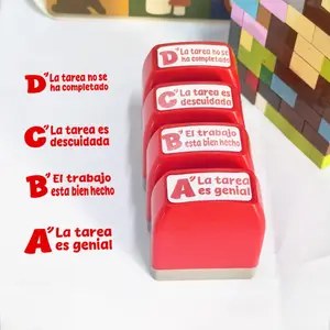 Abcd Grading Stamp Set, Spanish Language Feedback Stamps, Four Levels, Teacher Grade Homework, Encourage Learning Progress, Small Rubber Stamper