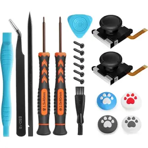 Hall Effect Joystick Replacement - 19 in 1 No Drifting Analog Stick Thumbstick Part Repair Kit Accessories + Y00 Triwing , Thumb Grips for /OLED Controller & Lite