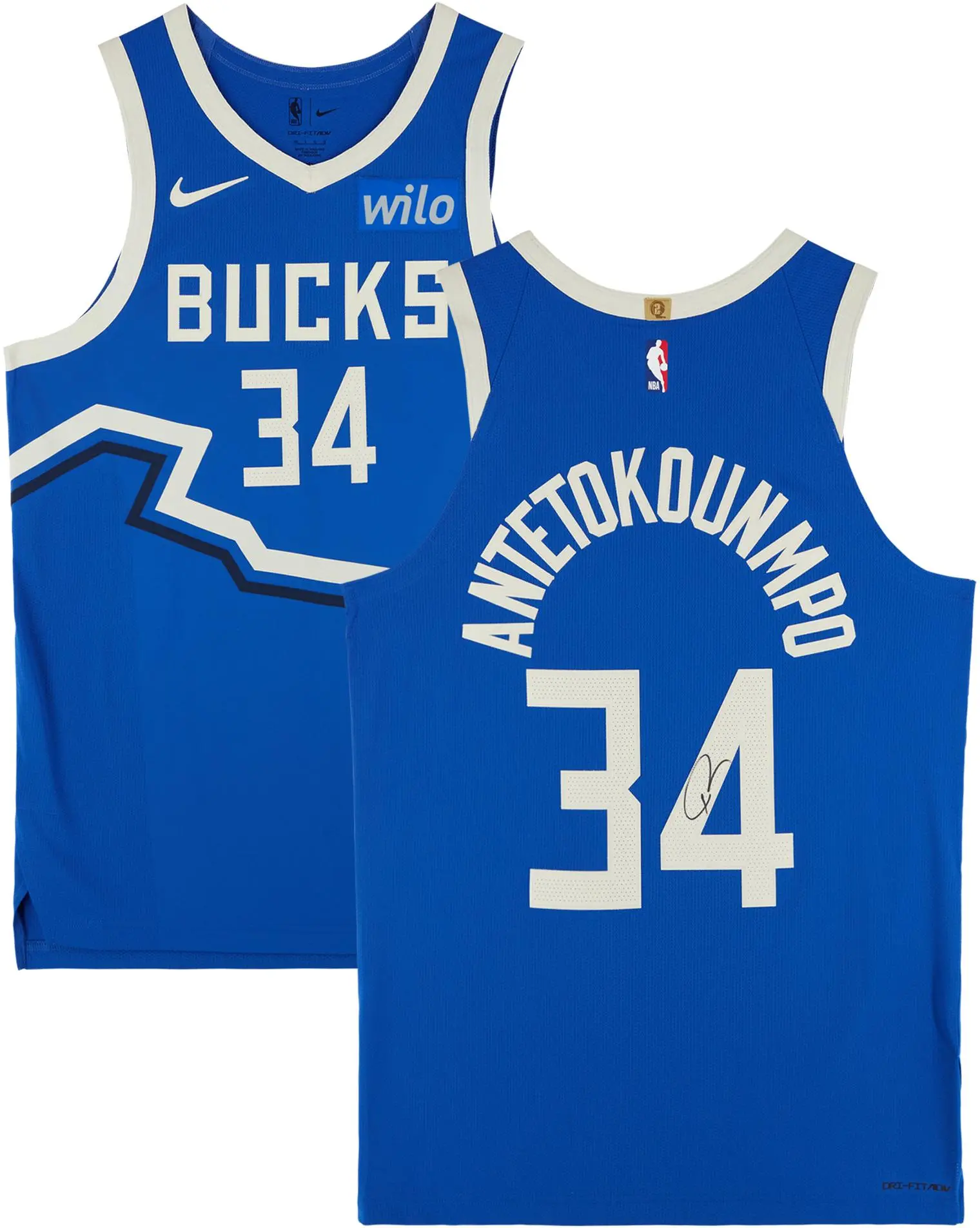 Giannis Antetokounmpo Milwaukee Bucks Autographed Nike 2024-24 Blue City Edition Authentic Jersey - Fanatics Authentic Certified