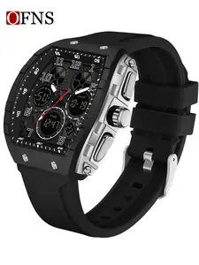 OFNS Men's Electronic Watch, Resin Case Material, Analog Display, Multi-Function Design, Ideal for Daily Wear & Travel, Trendy Multifunctional Watch, Casual Watch, Multifunction Wristwatch