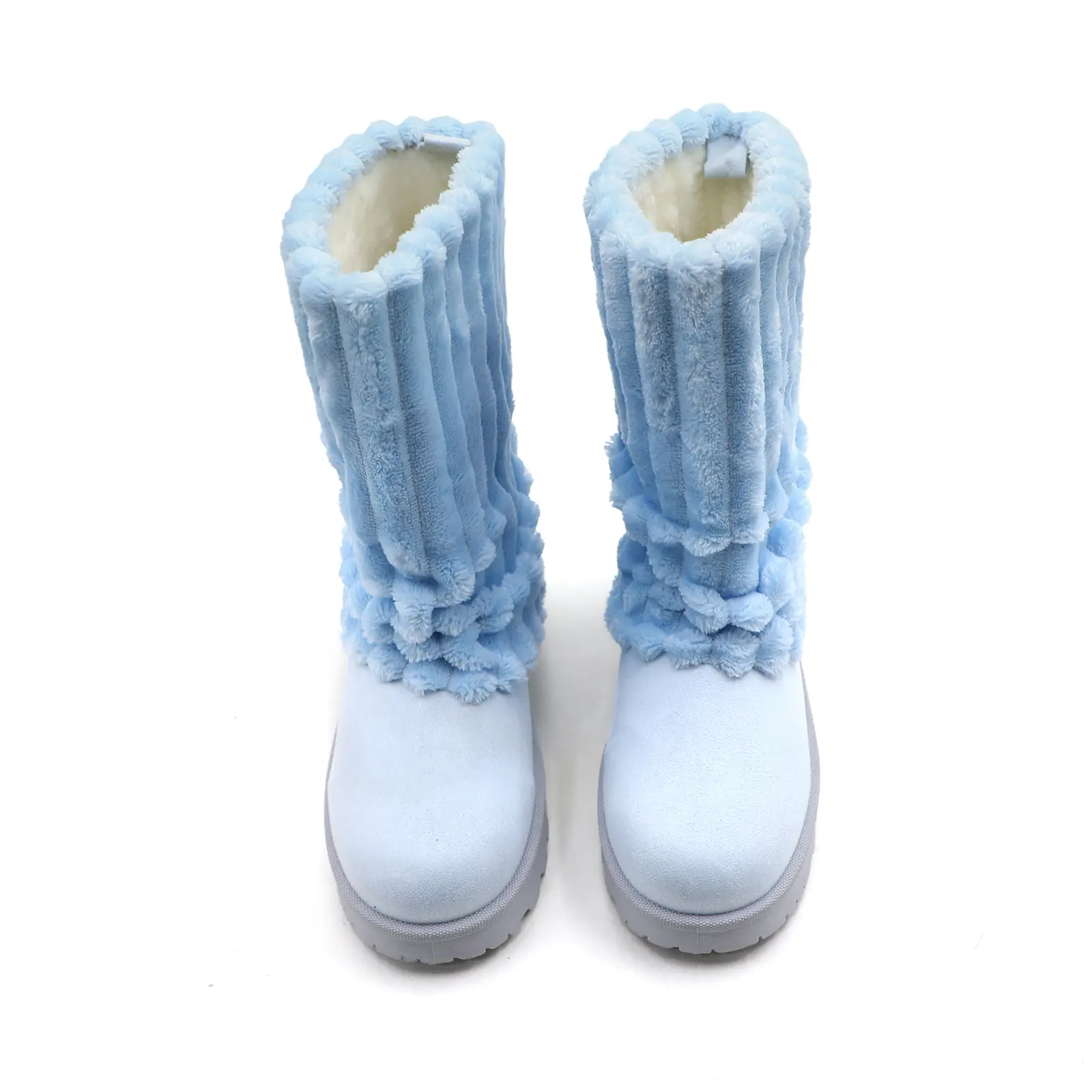 Women's Stylish Mid-Calf Winter Warm Faux Fur Lined Suede Boots - Fold-Over, Thick-Sole Platform Snow Boot, Wide-Fit, Round Toe, Slip-On, Plain Fabric Outdoor Shoes, 1.2In Lift Platform