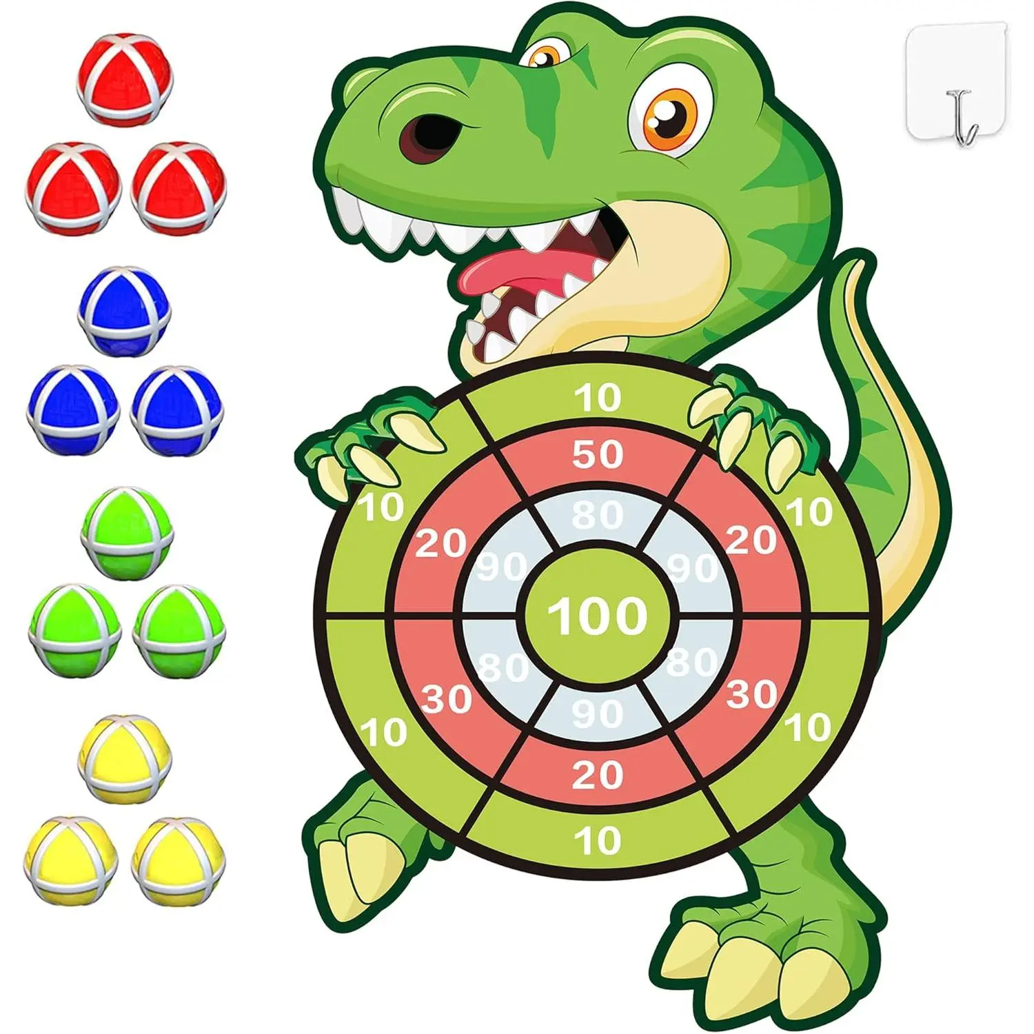 30-in Soft Fabric Dart Board Games with Sticky Balls, Hook Mount - Easy to Hang Dinosaur Toys, Family Games for All Ages, Ideal Festival Gift