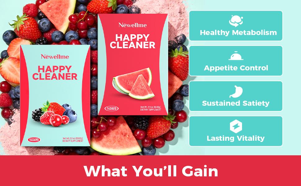 NEWELLME Happy Cleanse - Superfood Powder/Probiotics/Digestive Enzymes/Moringa - Supports gut health - Boosts immunity, Edible Healthcare