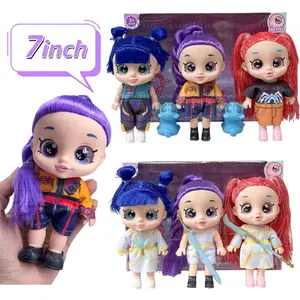 7 Inch Anime Figure Girl Dolls 5D Glitter Eyes Vinyl Toys with Music Movable Joints Cute Collectible Birthday Gift for Kids Fans