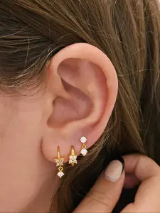 Elegant Luxury Simple Women's Earrings Set, Butterfly Clover Zircon Inlay Studs, Suitable for Daily Wear Party Gift Stud Earrings Jewelry