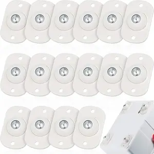 16 Pcs Self Adhesive Caster Wheels Appliance Rollers Appliance Sliders for Kitchen 360° Swivel Universal Wheel Mini Small Kitchen (White with 1 Steel Ball Style)