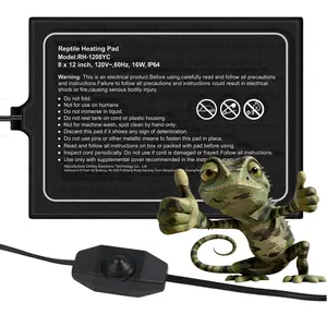 Durable Multi-Size Reptile Heating Pad with Thermostat, suitable for 20-gallon aquariums, reptile terrariums, turtles, hermit crabs, snakes, lizards, and other reptiles. Heats efficiently, easy to store, and can be placed anywhere. Fleece Heated Massage T