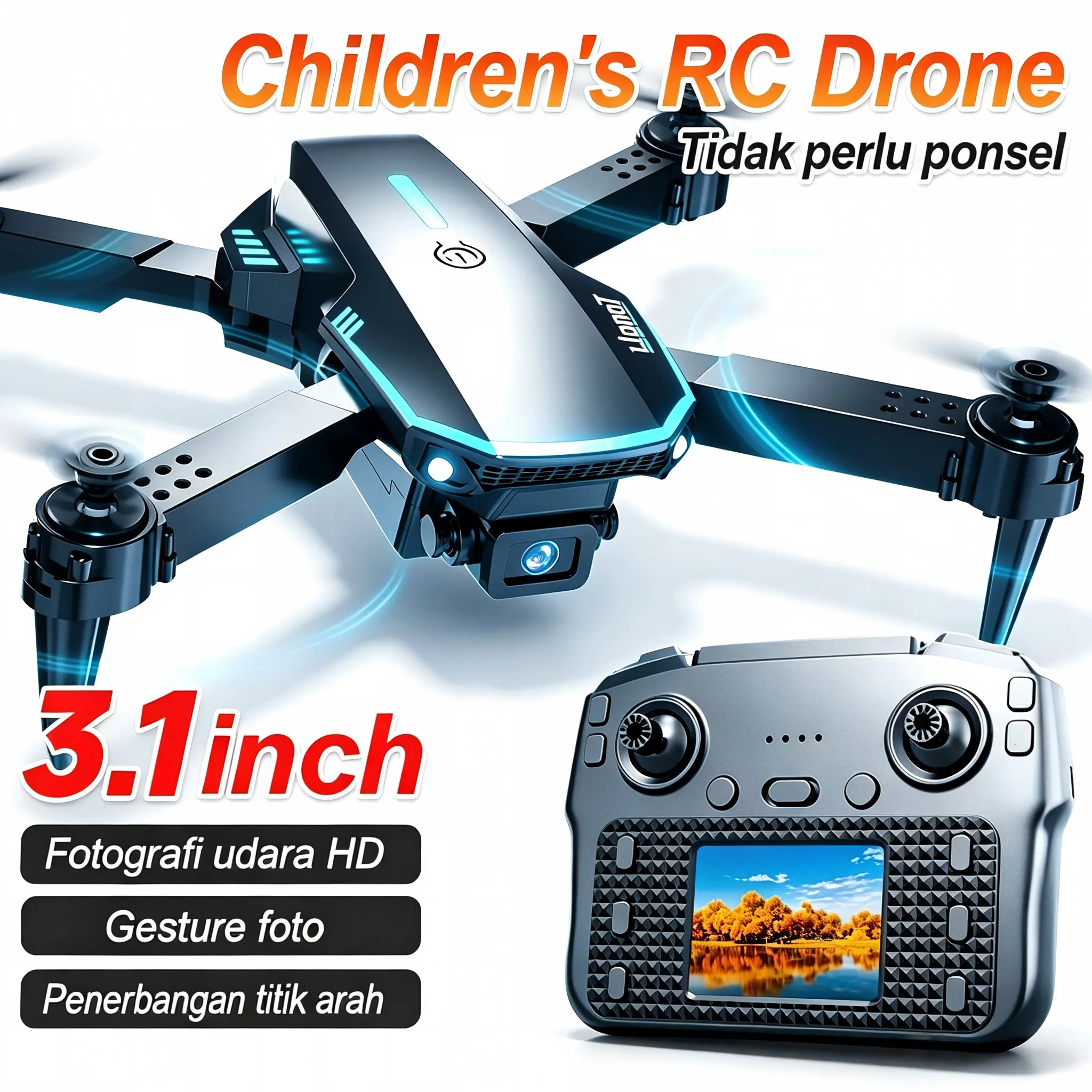 Tong Li HD aerial drone, kids RC plane toy, quadcopter with screen remote control, Christmas gift, long flight time, shockproof & crash resistant, headless mode, aerial stunts