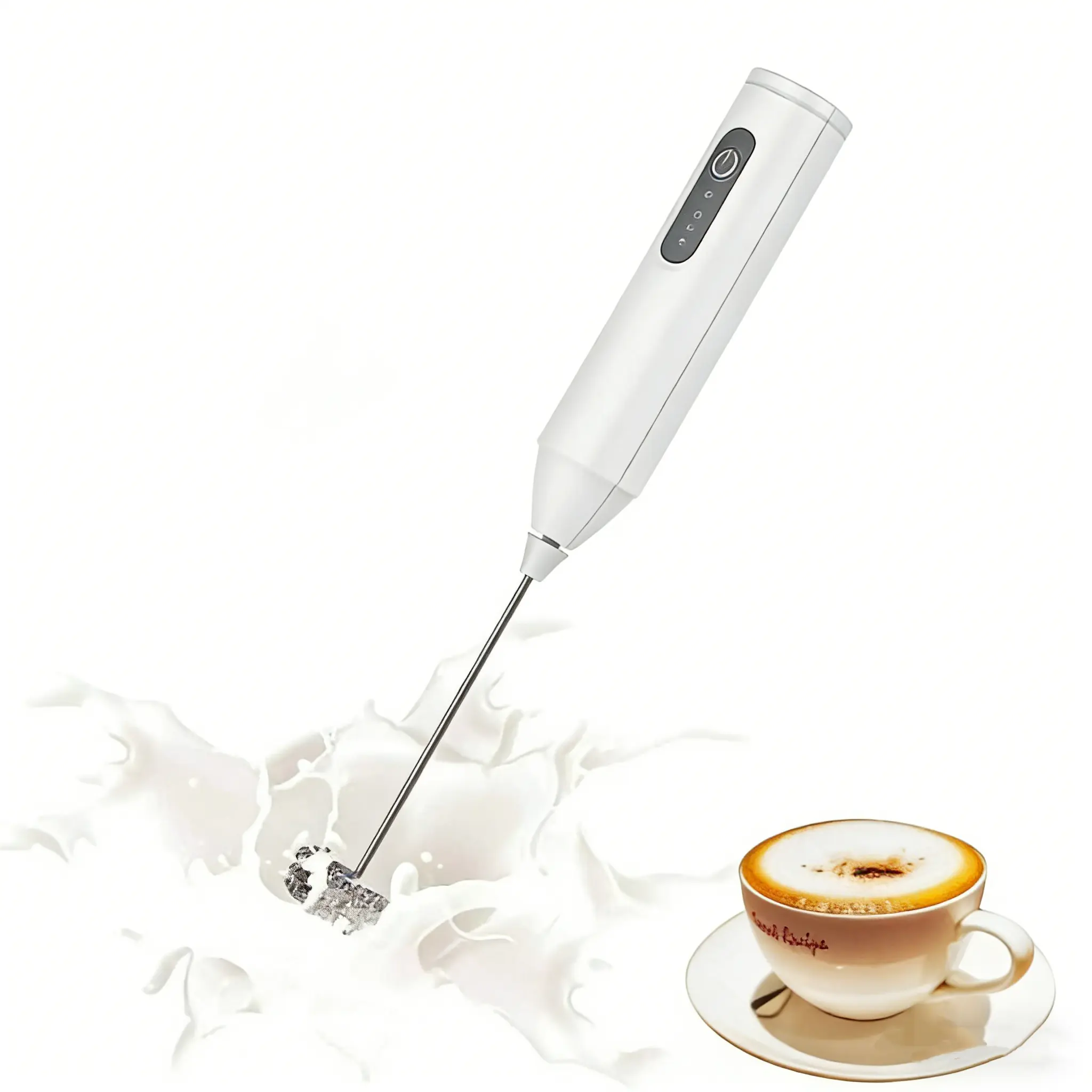 Handheld Rechargeable Electric Milk Frother - Compact & Portable Cordless Hand Mixer, Easy Operation Versatile Mixer for Lattes, Cappuccino, Hot Chocolate