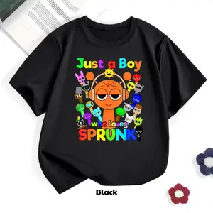 Sprunki Boys “Just A Boy Who Loves Sprunki” Oren T-Shirt – Funny Gamer Youth Tee for Boys, Graphic Tee for Daughter or Son, Summer Gift