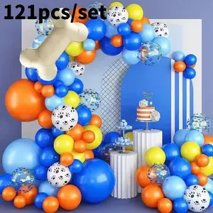 121pcs Dog Paw Balloons & Bone Balloon Birthday Balloons Garland Arch Kit, Bluey Theme Party Decorations for Boys Girls