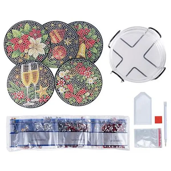 Crafts & Sewing Craft Buddy Crystal Art Christmas 6-piece Coaster Set