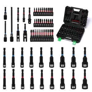 68PCS Impact Magnetic Nut Driver Set, 1/4" Impact Driver Bit Set, Metric & SAE, Socket Adapters, Screwdriver Bit, Quick-Release Extension, Wing Nut Driver