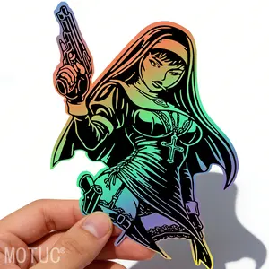 1PC Cool Gothic Nun Motorcycle Sticker, Gothic Style Decoration, Waterproof & Sun Protection Vinyl Decal. Suitable for Fuel Tanks, Vehicle Bodies, Car Windows and Other Smooth Surfaces, Creative Modification Essential