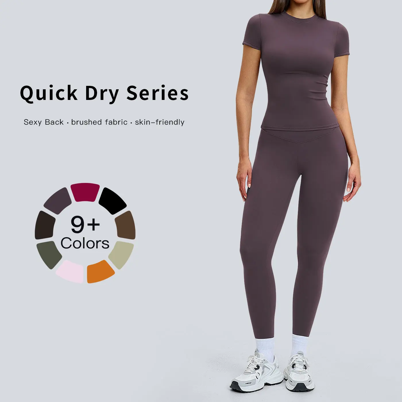 Tenwolf Women's 2-Piece Athleisure Set, Lightweight Compression Sportswear with Crop Top & Shorts, Moisture Wicking for Yoga & Running, Activewear Running Outfits