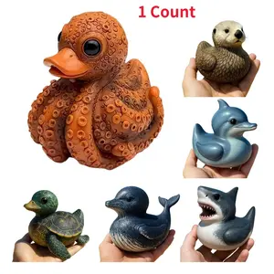 3D Resin Animal Duck Figurine, Creative Sea Creature Statue, Octopus Decor, Collectible Dashboard Ornament, Car Interior Decoration, Novelty Gift