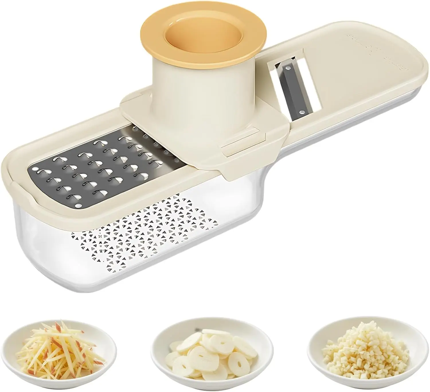 3-in-1 Garlic & Ginger Prep Tool, Multi-Function Slicer, Grater & Mincer with Storage Container for Fast Kitchen Prep