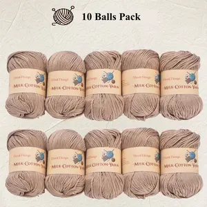 ThinkThings Acrylic Khaki Yarn for Crocheting Bulk DIY Knitting Yarns Large 10 Balls Pack 17.6oz Weaving Knit Tool for Beginners