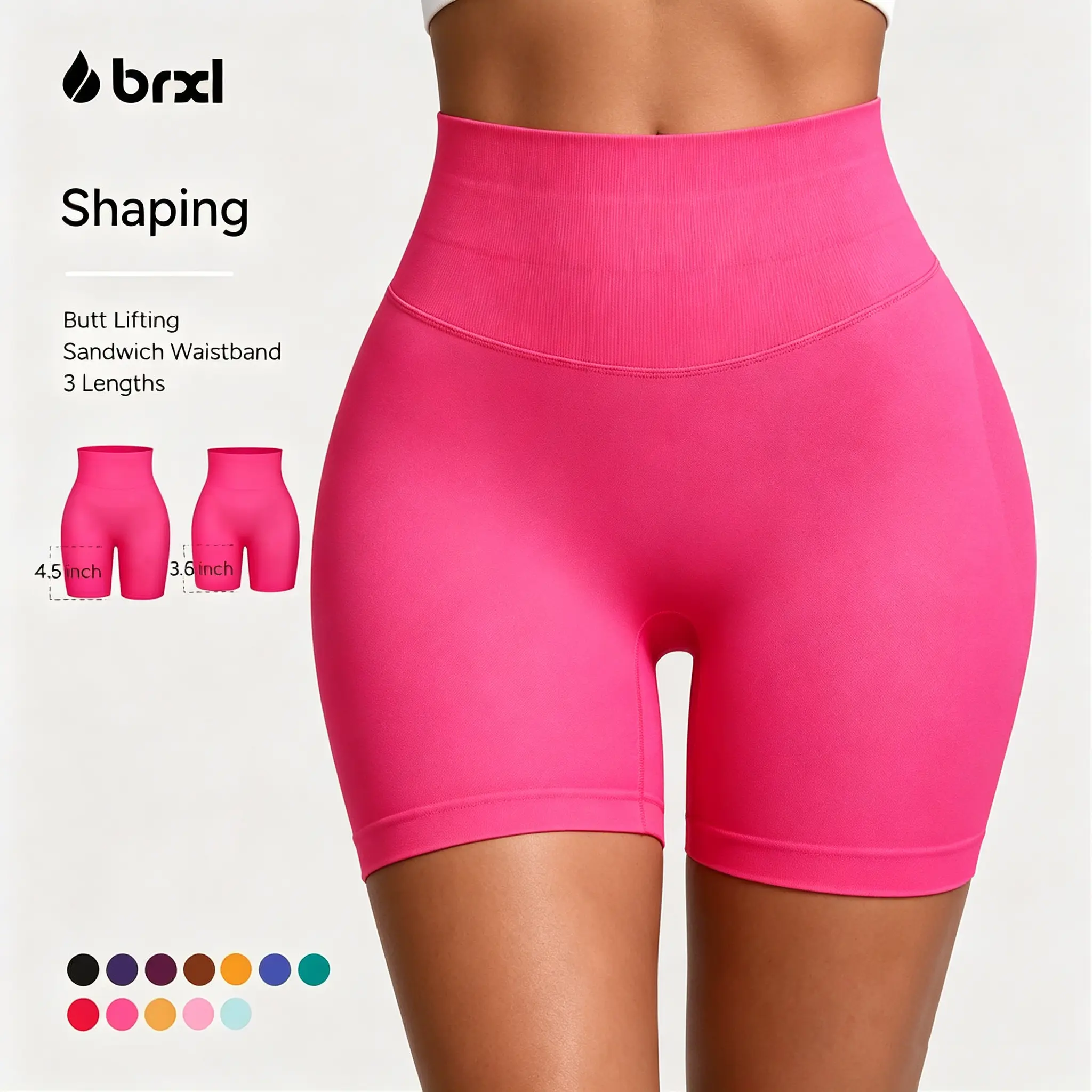 BRXL【Discount for live】Seamless Workout Shorts for Women Multiple Inseam Lengths 2.5 3.6 4.5 Inch Invisible Tummy Control Breathable Quick Dry Lycra Nylon Spandex for Yoga Gym Running Spring Summer-brxl-1