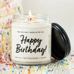 Wax & Wit Happy Birthday Candle, Birthday Gifts for Women, Candle Gifts, Birthday Cake Candle - 9oz Glass Jar