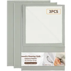 3 Pack Large Silver Polishing Cloth – 10"x12" Multi-Layer Jewelry Cleaning & Polishing Cloth for Silver, Gold, Diamond, Platinum, Coins, Watches & Gemstones