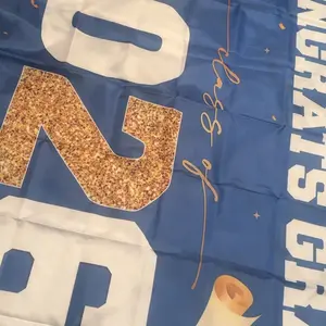 Class of 2026 Graduation Banner 47x67" - Large CONGRATS GRAD Polyester Banner, Photo Backdrop & Wall Decor for Commencement Party Supplies, Blue Gold Graduation Party Decorations for High School & College